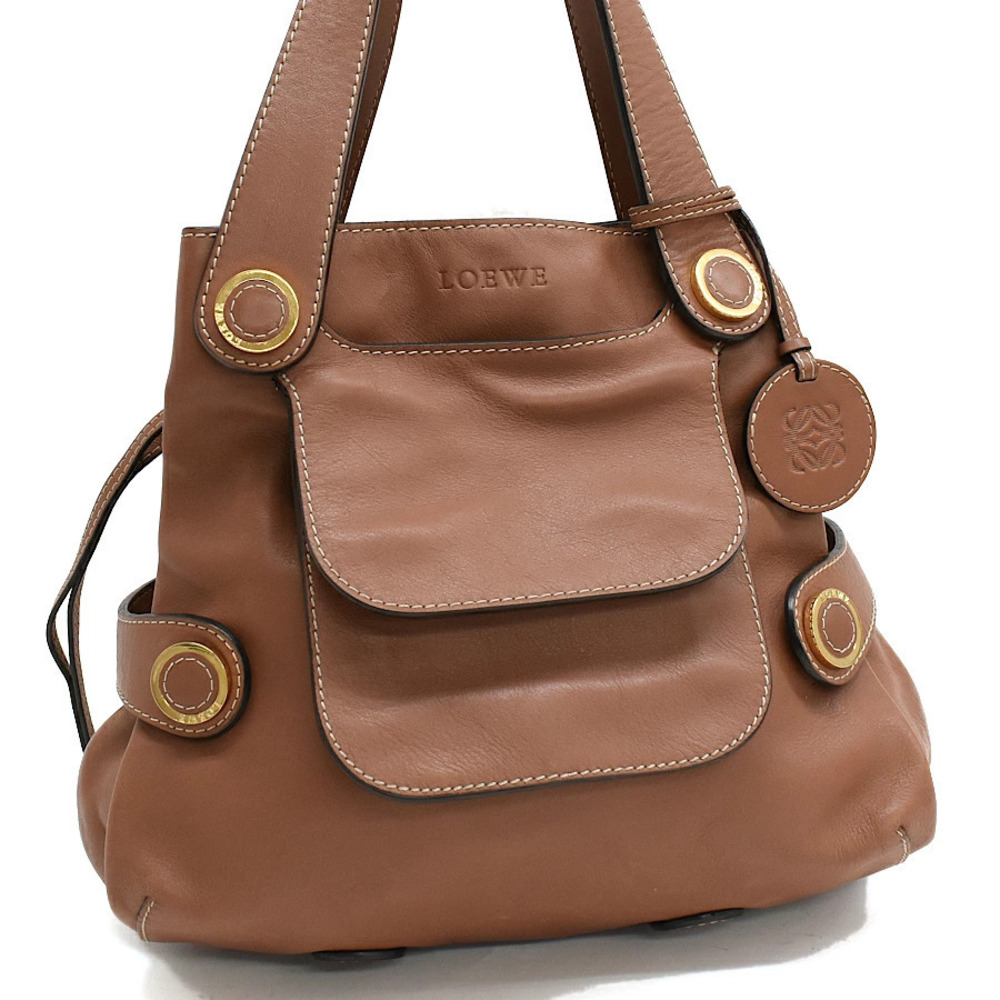 Loewe Shoulder Tote Bag Leather Brown